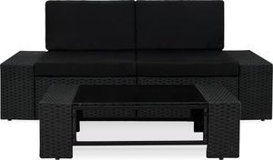 vidaXL 3 częściowy zestaw wypoczynkowy do ogrodu, rattan PE, czarny (49507) 2