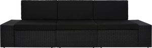 vidaXL sofa modułowa 3-osobowa, rattan PE, czarna (49506) 2