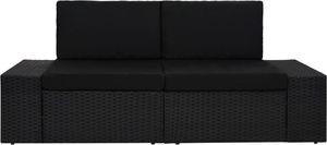 vidaXL sofa modułowa 2-osobowa, rattan PE, czarna (49505) 2