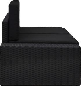 vidaXL sofa modułowa 2-osobowa, rattan PE, czarna (49505) 3