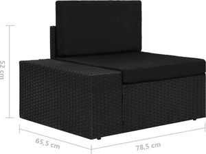vidaXL sofa modułowa 2-osobowa, rattan PE, czarna (49505) 8
