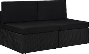 vidaXL sofa modułowa 2-osobowa, rattan PE, czarna (49503) 1