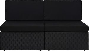 vidaXL sofa modułowa 2-osobowa, rattan PE, czarna (49503) 2