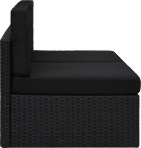 vidaXL sofa modułowa 2-osobowa, rattan PE, czarna (49503) 3