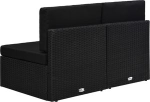 vidaXL sofa modułowa 2-osobowa, rattan PE, czarna (49503) 4