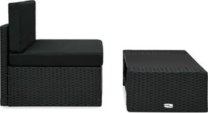 vidaXL 2 częściowy zestaw wypoczynkowy do ogrodu, rattan PE, czarny (49502) 2