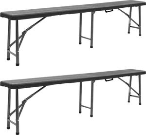 vidaXL składane ławki ogrodowe, 2 sztuki, 180 cm, HDPE, czarne (48832) 1