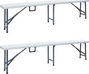 vidaXL składane ławki ogrodowe, 2 sztuki, 180 cm, HDPE, białe (48830) 1