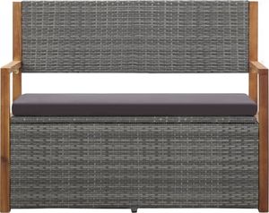 vidaXL Ławka ze schowkiem, 110 cm, rattan PE i drewno akacjowe, szara 2