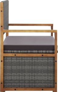 vidaXL Ławka ze schowkiem, 110 cm, rattan PE i drewno akacjowe, szara 4