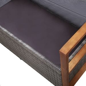 vidaXL Ławka ze schowkiem, 110 cm, rattan PE i drewno akacjowe, szara 7