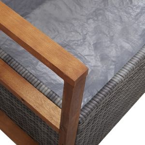 vidaXL Ławka ze schowkiem, 110 cm, rattan PE i drewno akacjowe, szara 8