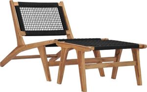 vidaXL krzesło z podnóżkiem, lite drewno tekowe i sznurek (49368) 1