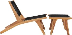 vidaXL krzesło z podnóżkiem, lite drewno tekowe i sznurek (49368) 2