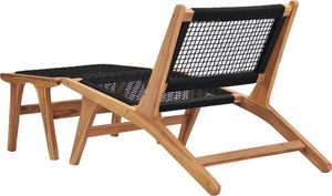 vidaXL krzesło z podnóżkiem, lite drewno tekowe i sznurek (49368) 3