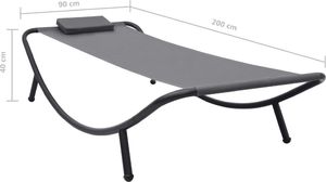 vidaXL leżanka ogrodowa, szara, 200 x 90 cm, stal (48082) 7