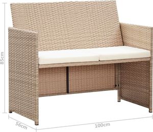 vidaXL 2 osobowa sofa ogrodowa z poduszkami, polirattan, szara (46396) 7