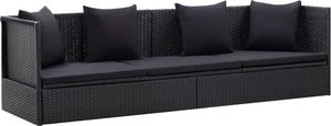 vidaXL sofa ogrodowa z poduszkami, polirattan, czarna (46087) 1