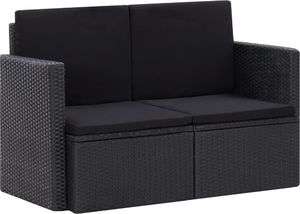 vidaXL 2 osobowa sofa ogrodowa z poduszkami, czarna, polirattan (45784) 1
