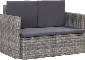 vidaXL 2 osobowa sofa ogrodowa z poduszkami, polirattan, szara (45783) 1