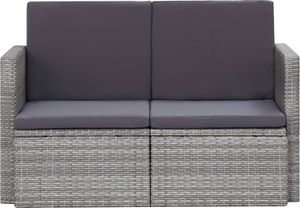 vidaXL 2 osobowa sofa ogrodowa z poduszkami, polirattan, szara (45783) 2