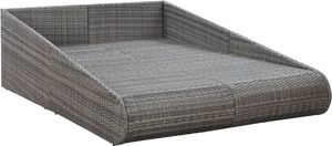 vidaXL Leżanka ogrodowa, szara, 200 x 139 cm, rattan PE 3