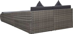 vidaXL Leżanka ogrodowa, szara, 200 x 139 cm, rattan PE 5