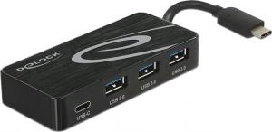 HUB USB Delock 4-portowy USB 3.1 USB-C Czarny (62537) 1