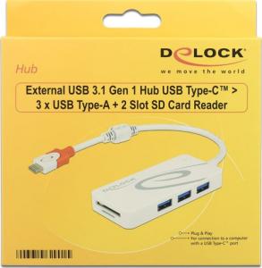 HUB USB Delock 1x SD 1x microSD  + 3x USB-A 3.1 Gen1 (62901) 3