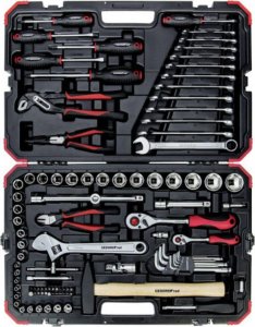Zestaw narzędzi Gedore Gedore Red tool and socket set 1/4 "+ 1/2", 100-piece, tool set (red / black, with Shift-creaking, SW 4mm - 32mm) 1