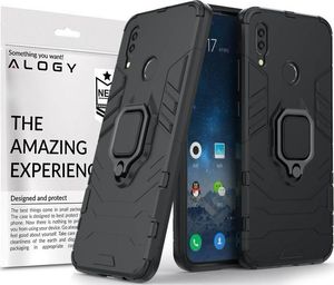 Alogy Etui Alogy Stand Ring Armor do Huawei P Smart 2019 czarne + Szkło Alogy uniwersalny 6