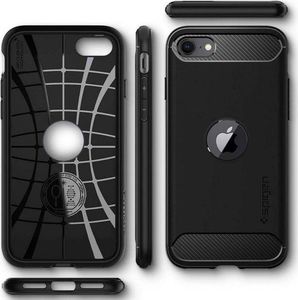 Spigen Etui Spigen Rugged Armor do Apple iPhone SE 2020 Matte Black + Szkło Alogy uniwersalny 2