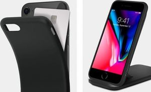 Spigen Etui Spigen Liquid Crystal do Apple iPhone 7/8/SE 2020 Matte Black + Szkło Alogy uniwersalny 6