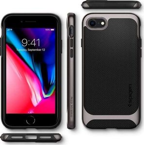 Spigen Etui Spigen Neo Hybrid Herringbone do Apple iPhone 7/8/SE 2020 Gunmetal + Szkło Alogy uniwersalny 3