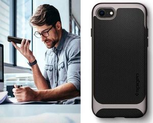 Spigen Etui Spigen Neo Hybrid Herringbone do Apple iPhone 7/8/SE 2020 Gunmetal + Szkło Alogy uniwersalny 4