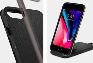 Spigen Etui Spigen Neo Hybrid Herringbone do Apple iPhone 7/8/SE 2020 Gunmetal + Szkło Alogy uniwersalny 7