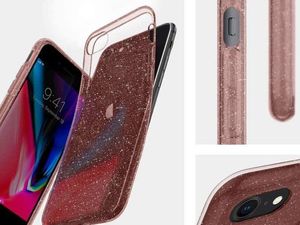 Spigen Etui Spigen Liquid Crystal Glitter do Apple iPhone 7/8/SE 2020 Rose Quartz + Szkło Alogy uniwersalny 4