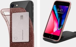 Spigen Etui Spigen Liquid Crystal Glitter do Apple iPhone 7/8/SE 2020 Rose Quartz + Szkło Alogy uniwersalny 5