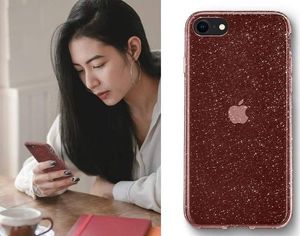 Spigen Etui Spigen Liquid Crystal Glitter do Apple iPhone 7/8/SE 2020 Rose Quartz + Szkło Alogy uniwersalny 6