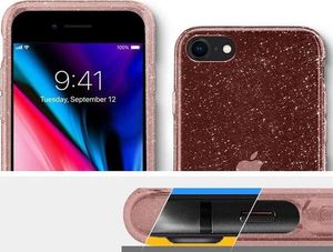 Spigen Etui Spigen Liquid Crystal Glitter do Apple iPhone 7/8/SE 2020 Rose Quartz + Szkło Alogy uniwersalny 7
