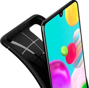 Spigen Etui Spigen Rugged Armor do Samsung Galaxy A41 Matte Black + Szkło Alogy uniwersalny 3