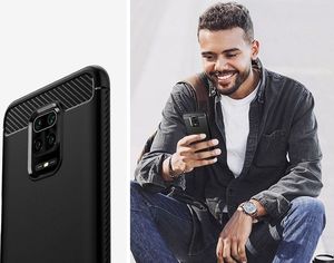 Spigen Etui Spigen Rugged Armor do Redmi Note 9S/ Pro/ Pro Max Matte Black + Szkło Alogy Full uniwersalny 7
