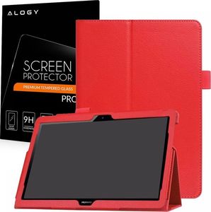 Etui na tablet 4kom.pl Etui Stojak Huawei Mediapad T3 10 9.6'' Czerwone + Szkło uniwersalny 7