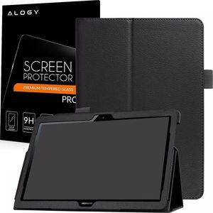 Etui na tablet 4kom.pl Etui Stojak Huawei Mediapad T3 10 9.6'' Czarne + Szkło uniwersalny 9