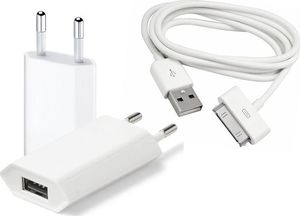 Ładowarka 4kom.pl Ładowarka sieciowa zasilacz + kabel usb iPhone 4 4s iPod 30pin uniwersalny 7