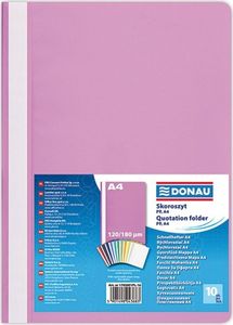Donau Skoroszyt DONAU, PP, A4, standard, 120/180mikr., jasnoróżowy 1