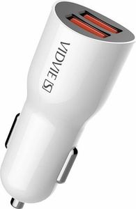 Ładowarka Vidvie Ładowarka samochodowa zasilacz 2xUSB VIDVIE 2.4A +kabel przewód MICRO USB 1m CC02 białe 5