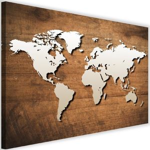 Feeby Obraz na płótnie - Canvas, Mapa świata na drewnianej desce 60x40 1