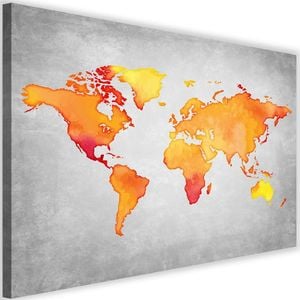 Feeby Obraz na płótnie - Canvas, Pomarańczowa mapa świata 60x40 1