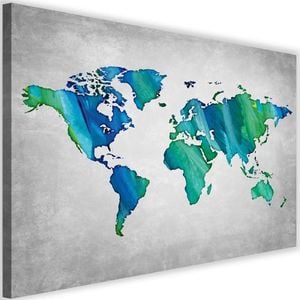 Feeby Obraz na płótnie - Canvas, Niebiesko-zielona mapa świata 60x40 1